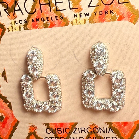 Rachel Zoe Silver Geometric Pavé Earrings - Picture 6 of 14